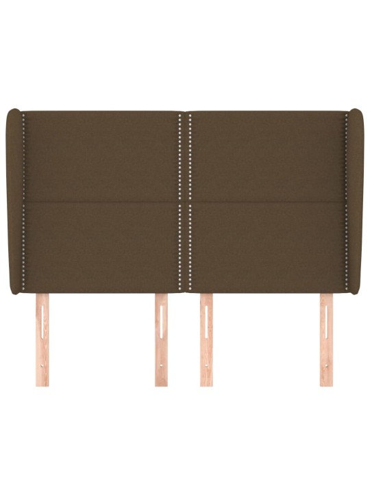 Čelo postele typu ušák tmavě hnědé 147x23x118/128 cm textil
