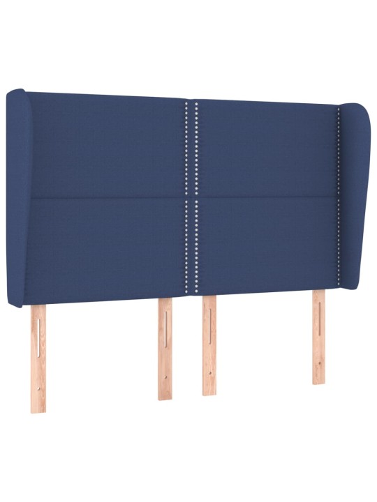 Čelo postele typu ušák modré 147x23x118/128 cm textil