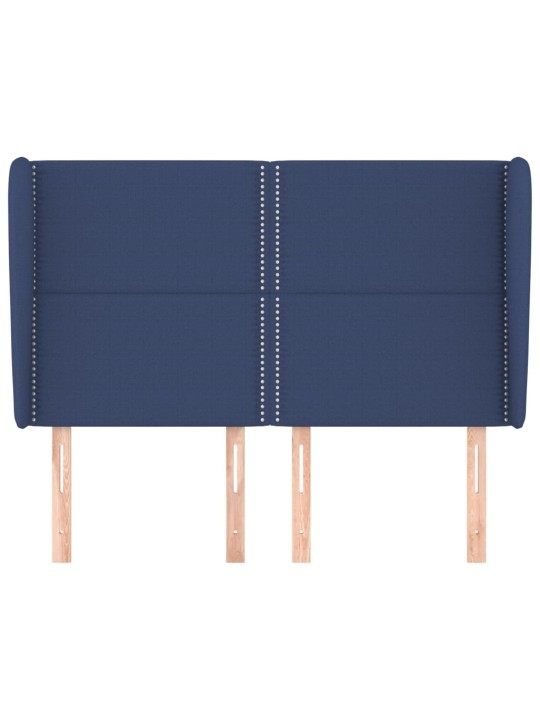 Čelo postele typu ušák modré 147x23x118/128 cm textil