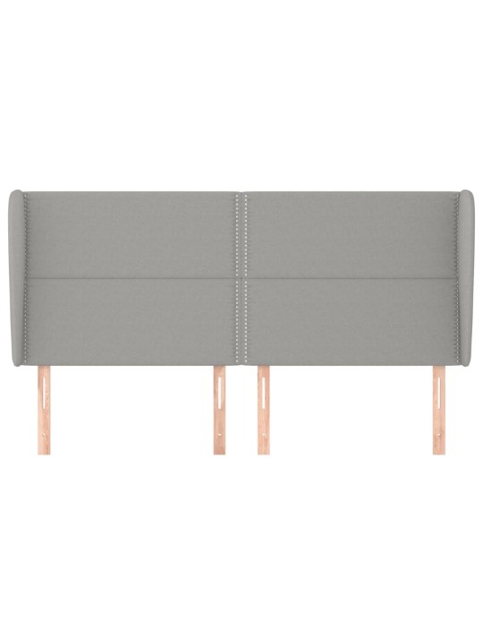 Čelo postele typu ušák světle šedé 163x23x118/128 cm textil