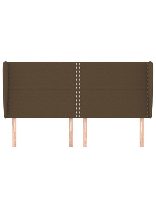 Čelo postele typu ušák tmavě hnědé 163x23x118/128 cm textil