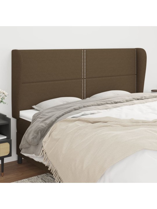 Čelo postele typu ušák tmavě hnědé 163x23x118/128 cm textil