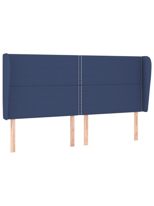 Čelo postele typu ušák modré 183x23x118/128 cm textil