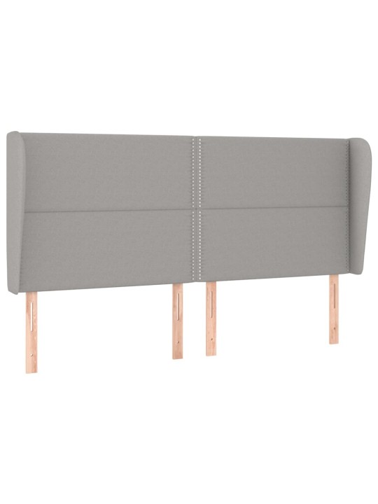 Čelo postele typu ušák světle šedé 203x23x118/128 cm textil
