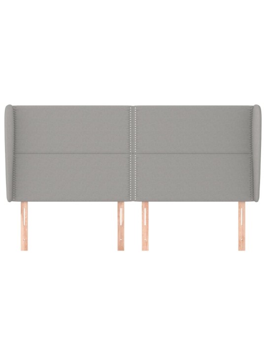 Čelo postele typu ušák světle šedé 203x23x118/128 cm textil