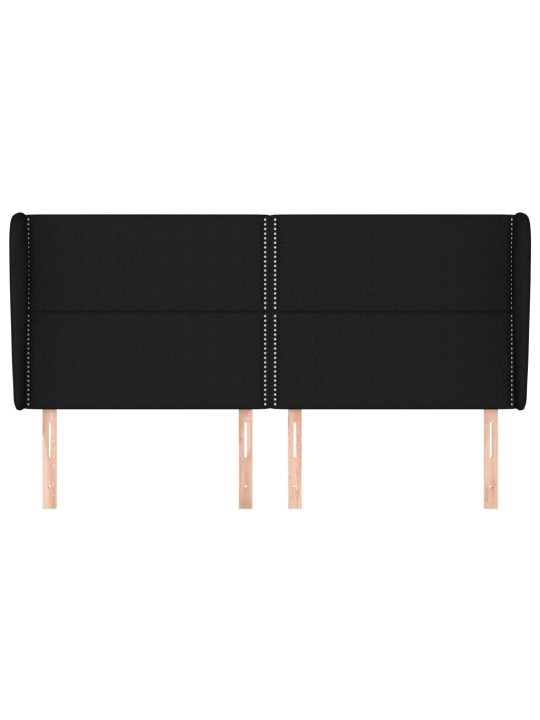 Čelo postele typu ušák černé 203x23x118/128 cm textil