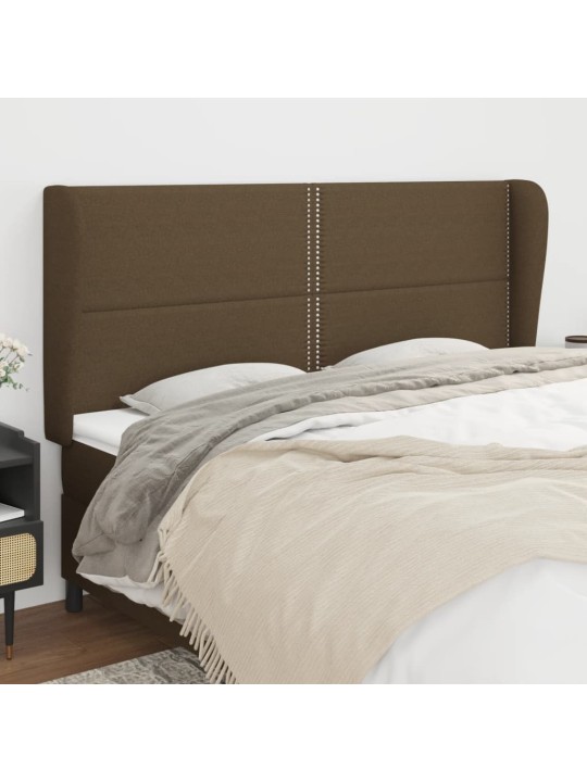 Čelo postele typu ušák tmavě hnědé 203x23x118/128 cm textil
