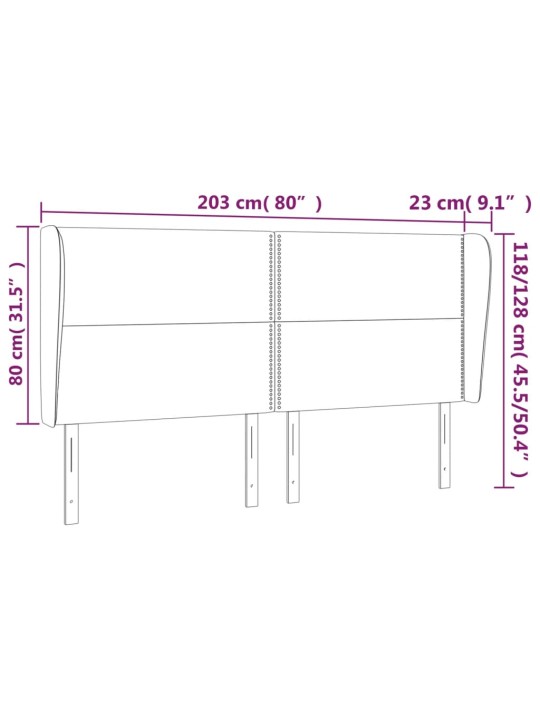 Čelo postele typu ušák krémové 203x23x118/128 cm textil