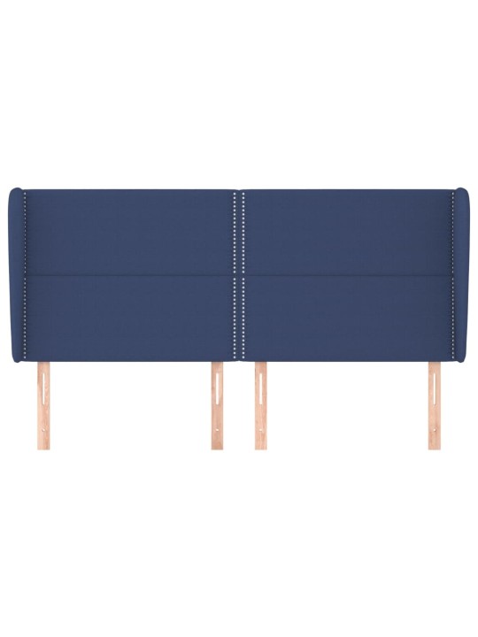 Čelo postele typu ušák modré 203x23x118/128 cm textil