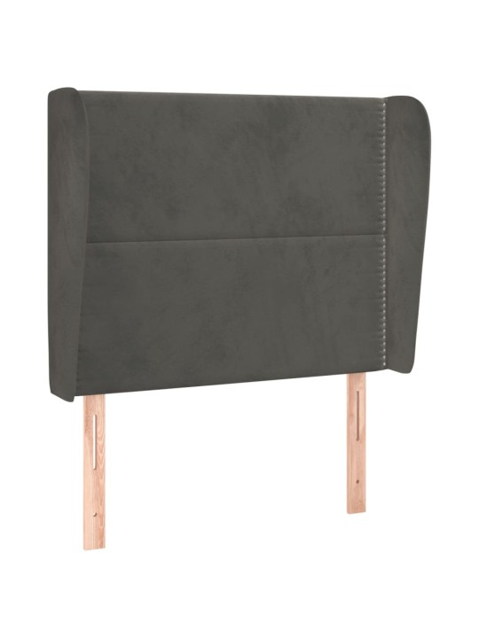 Čelo postele typu ušák tmavě šedé 83 x 23 x 118/128 cm samet