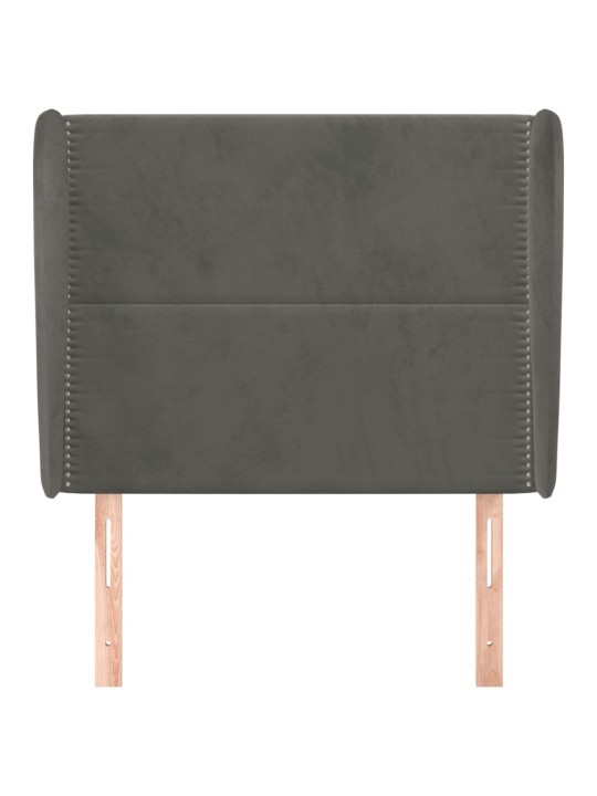 Čelo postele typu ušák tmavě šedé 83 x 23 x 118/128 cm samet