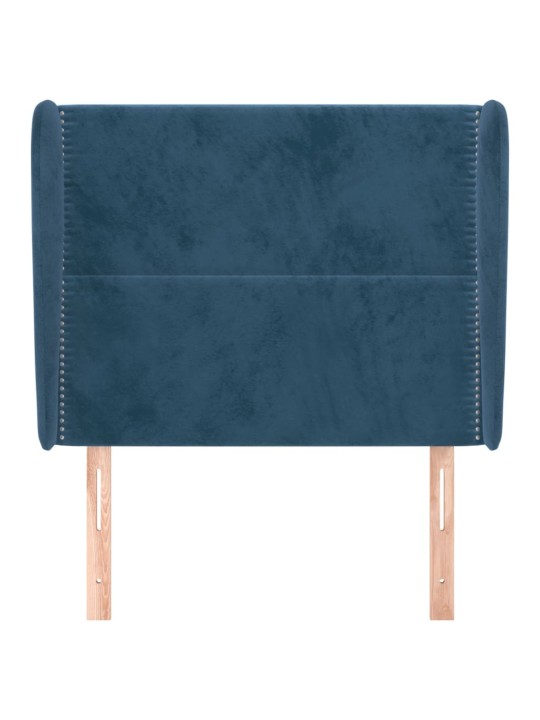 Čelo postele typu ušák tmavě modré 83 x 23 x 118/128 cm samet