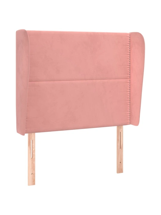 Čelo postele typu ušák růžové 83 x 23 x 118/128 cm samet