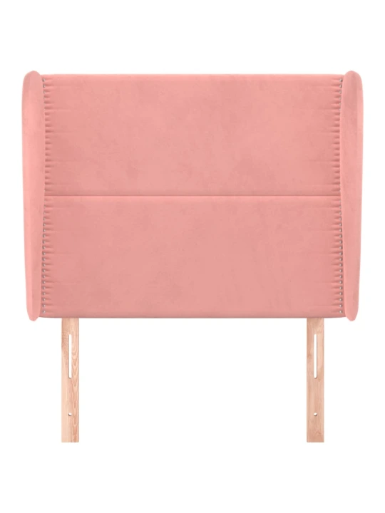 Čelo postele typu ušák růžové 83 x 23 x 118/128 cm samet