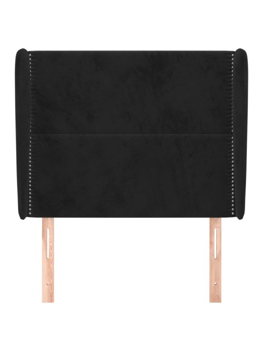 Čelo postele typu ušák černé 93x23x118/128 cm samet