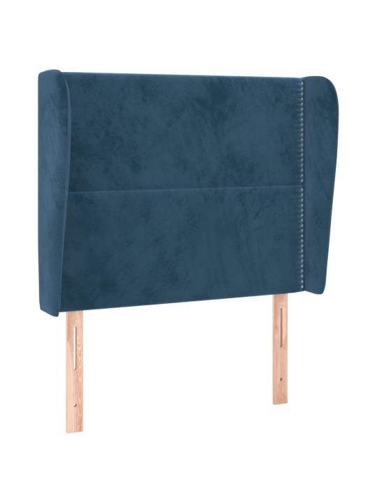 Čelo postele typu ušák tmavě modrá 93x23x118/128 cm samet