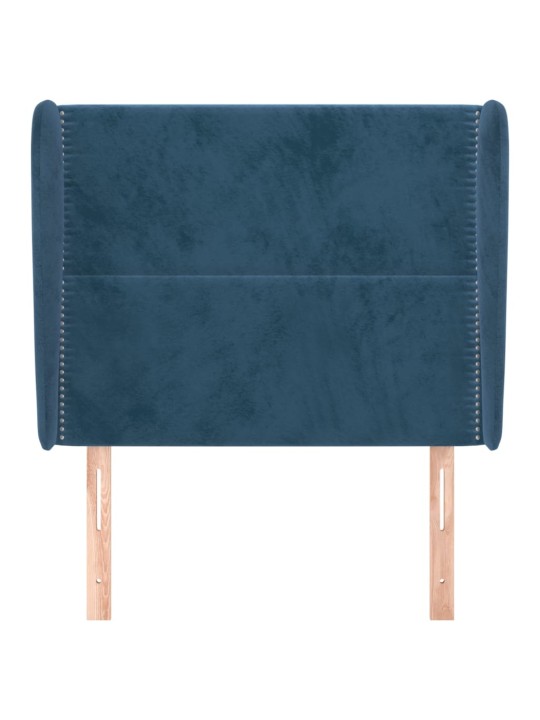 Čelo postele typu ušák tmavě modrá 93x23x118/128 cm samet