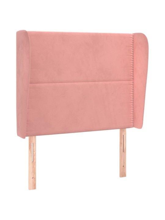 Čelo postele typu ušák růžové 93 x 23 x 118/128 cm samet