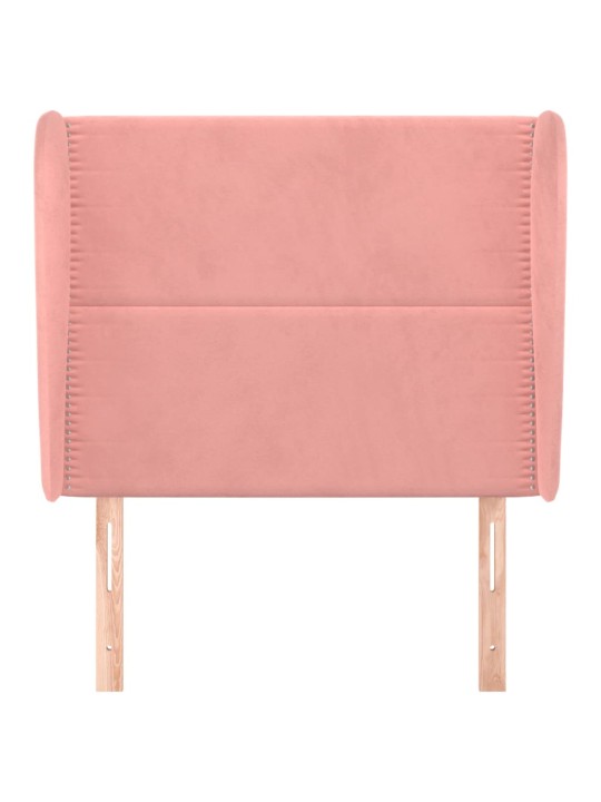 Čelo postele typu ušák růžové 93 x 23 x 118/128 cm samet