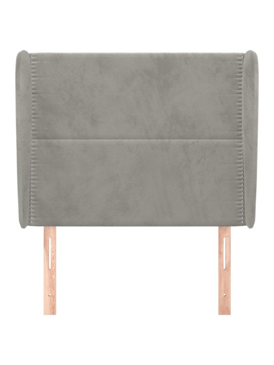 Čelo postele typu ušák světle šedé 103x23x118/128 cm samet