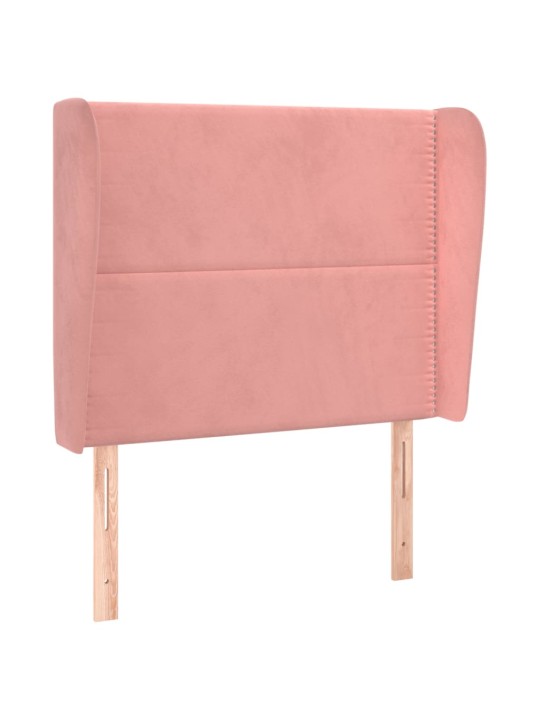 Čelo postele typu ušák růžové 83 x 23 x 118/128 cm samet