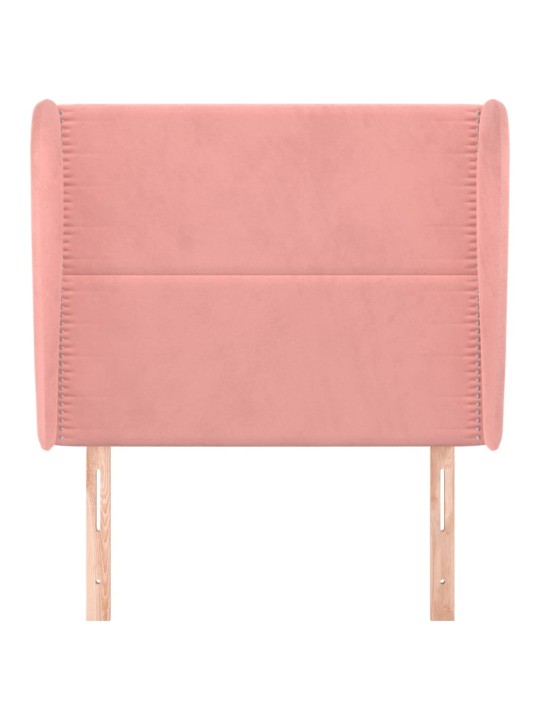 Čelo postele typu ušák růžové 83 x 23 x 118/128 cm samet