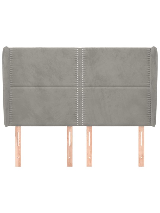 Čelo postele typu ušák světle šedé 147x23x118/128 cm samet