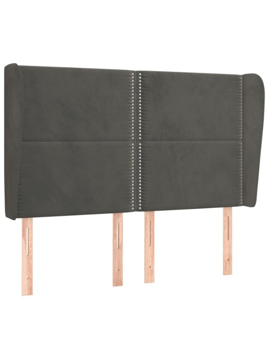 Čelo postele typu ušák tmavě šedé 147x23x118/128 cm samet