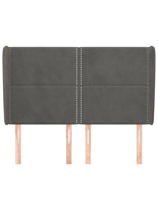 Čelo postele typu ušák tmavě šedé 147x23x118/128 cm samet