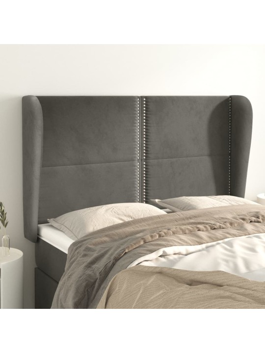 Čelo postele typu ušák tmavě šedé 147x23x118/128 cm samet
