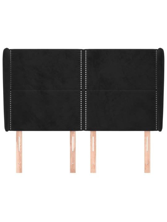 Čelo postele typu ušák černé 147x23x118/128 cm samet