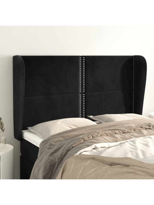 Čelo postele typu ušák černé 147x23x118/128 cm samet