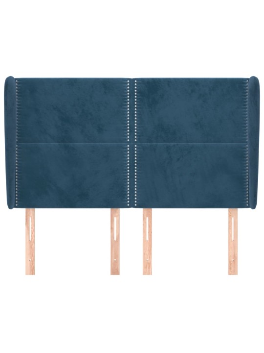 Čelo postele typu ušák tmavě modrá 147x23x118/128 cm samet