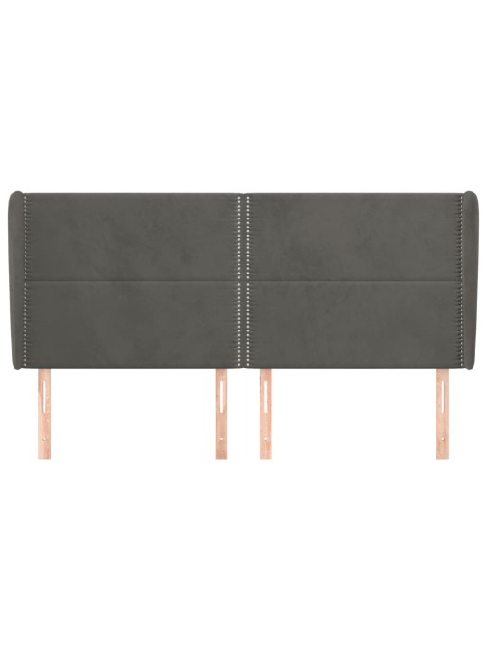 Čelo postele typu ušák tmavě šedé 163x23x118/128 cm samet