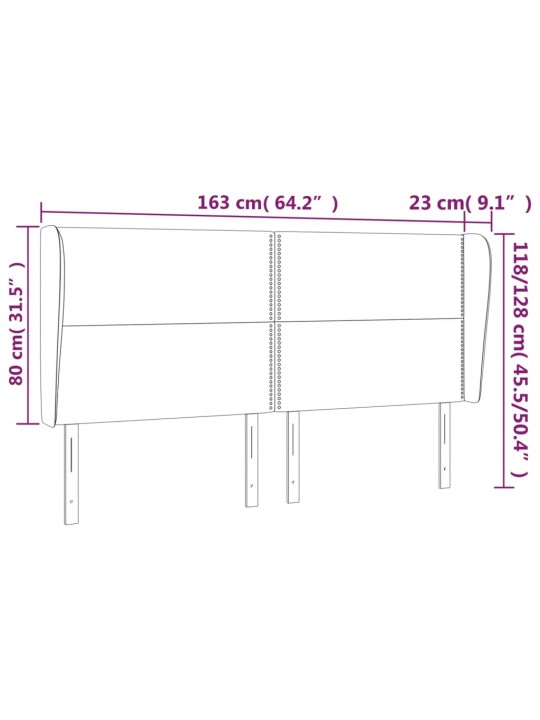 Čelo postele typu ušák tmavě šedé 163x23x118/128 cm samet