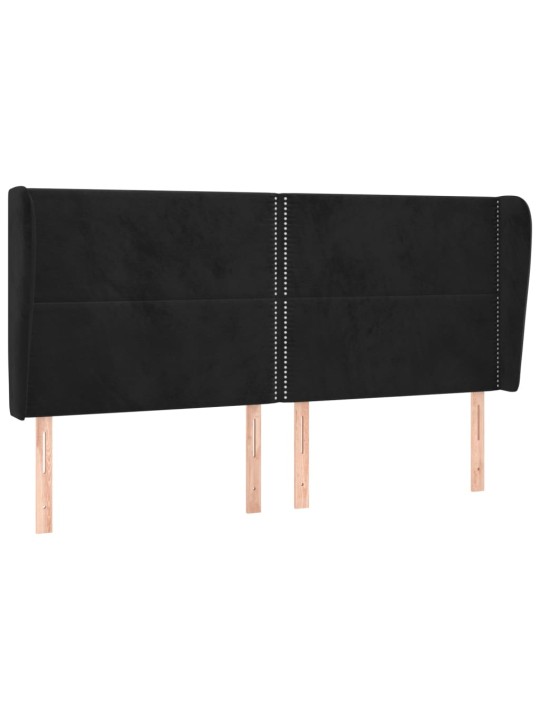 Čelo postele typu ušák černé 163x23x118/128 cm samet
