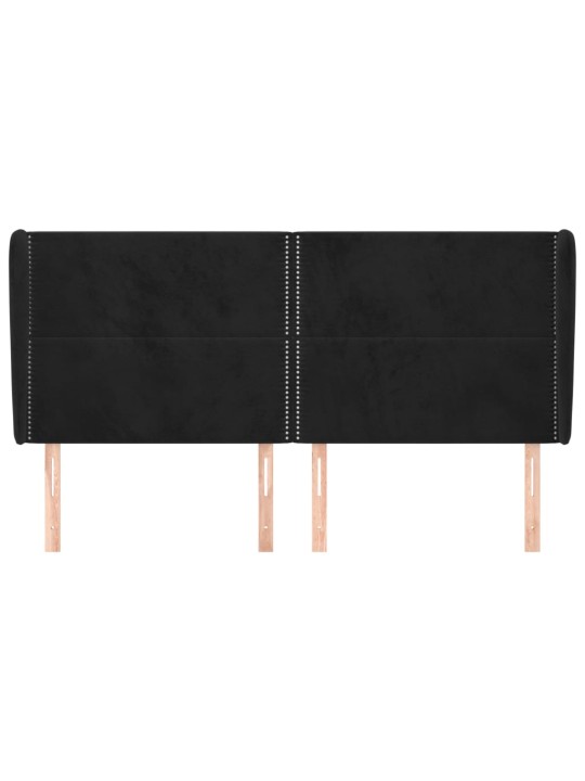 Čelo postele typu ušák černé 163x23x118/128 cm samet