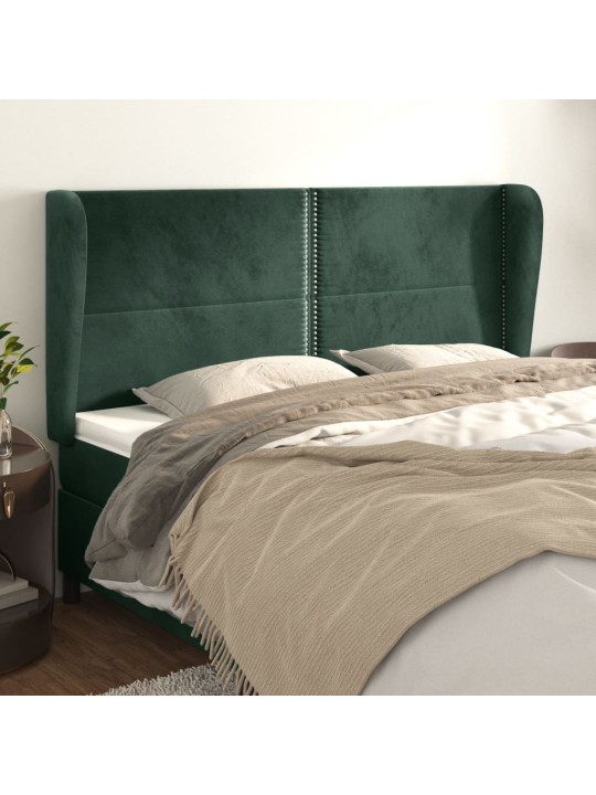 Čelo postele typu ušák tmavě zelená 183x23x118/128 cm samet