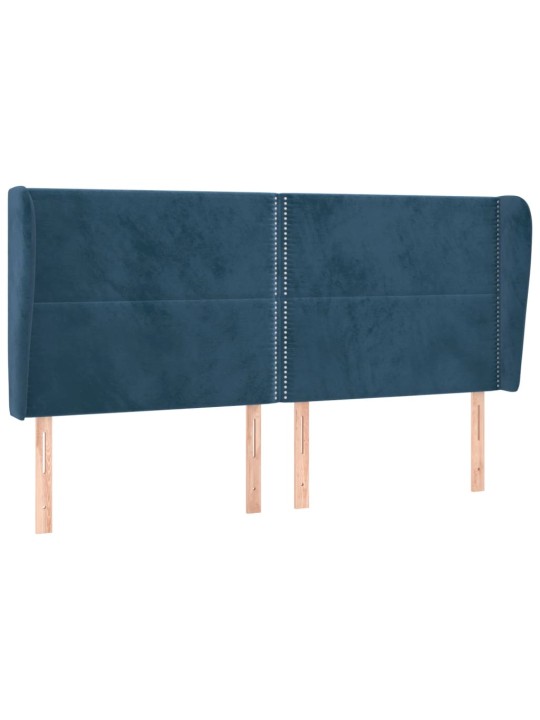 Čelo postele typu ušák tmavě modrá 183x23x118/128 cm samet