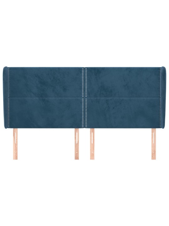 Čelo postele typu ušák tmavě modrá 183x23x118/128 cm samet