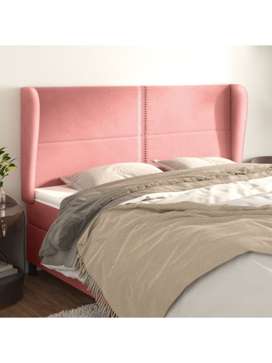 Čelo postele typu ušák růžová 183x23x118/128 cm samet