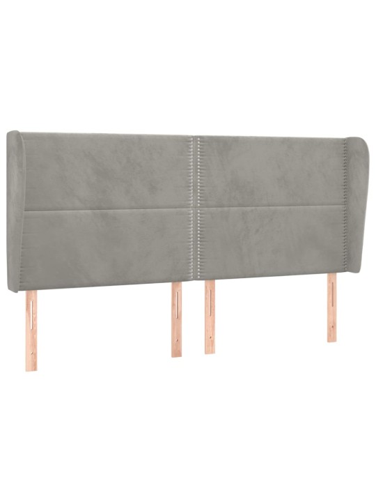 Čelo postele typu ušák světle šedé 203x23x118/128 cm samet