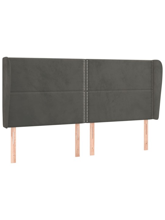 Čelo postele typu ušák tmavě šedé 203x23x118/128 cm samet