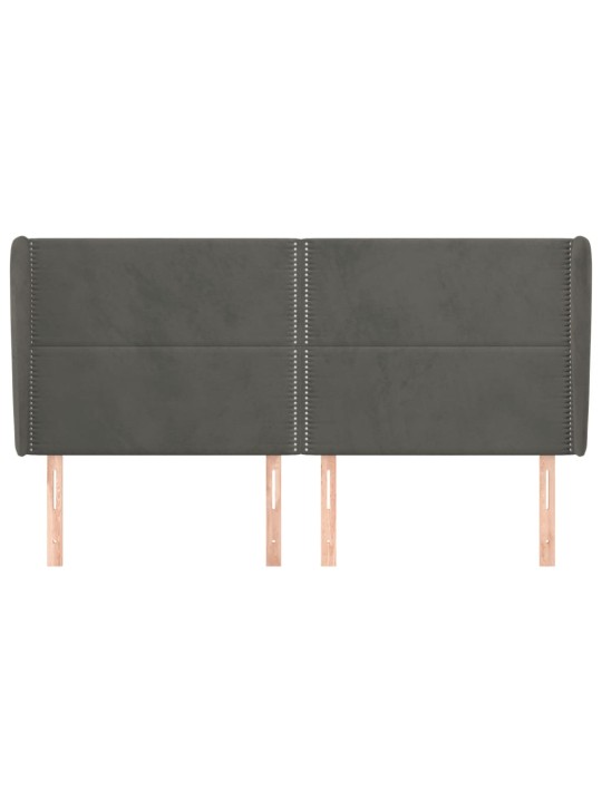 Čelo postele typu ušák tmavě šedé 203x23x118/128 cm samet