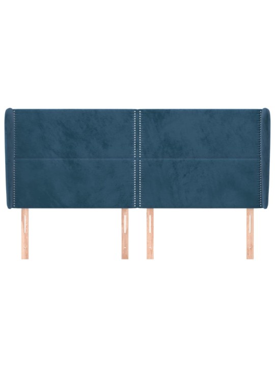 Čelo postele typu ušák tmavě modrá 203x23x118/128 cm samet