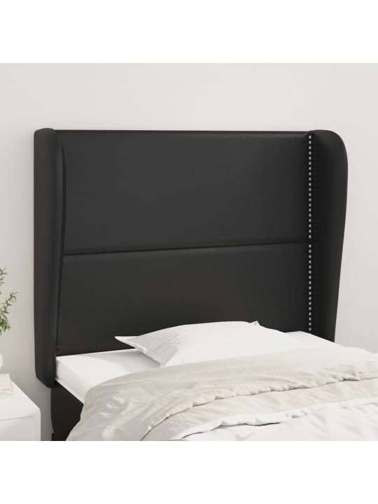 Čelo postele typu ušák černé 83 x 23 x 118/128 cm umělá kůže