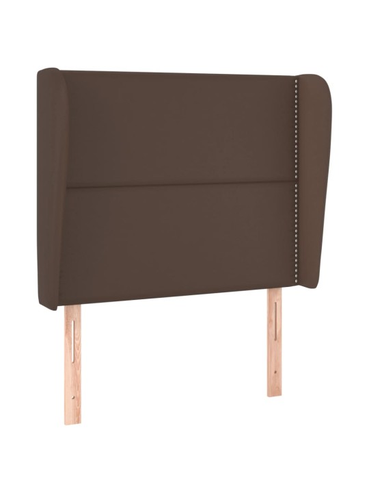 Čelo postele typu ušák hnědé 93 x 23 x 118/128 cm umělá kůže