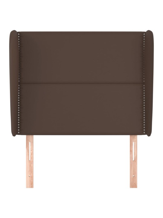 Čelo postele typu ušák hnědé 93 x 23 x 118/128 cm umělá kůže