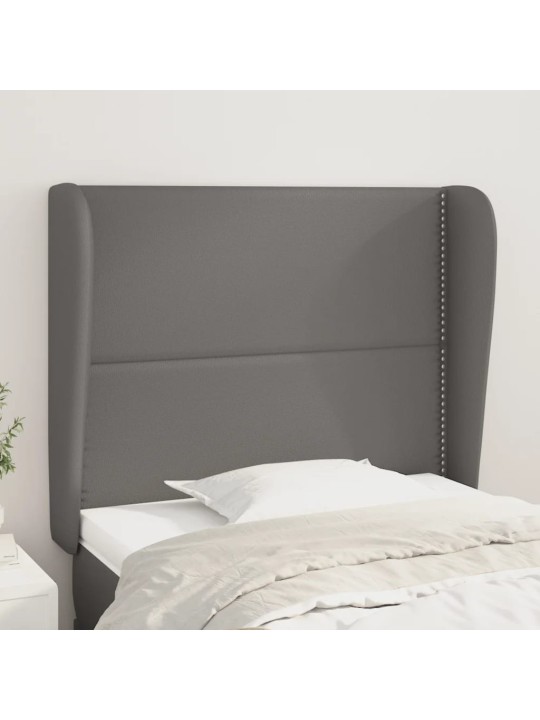 Čelo postele typu ušák šedá 93x23x118/128 cm umělá kůže