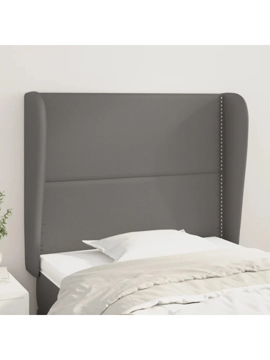 Čelo postele typu ušák šedá 93x23x118/128 cm umělá kůže